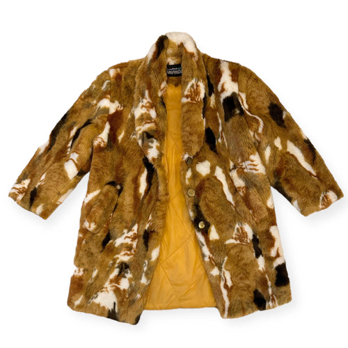 60s Campmor Multi Colour Faux Fur Midi Jacket Coat