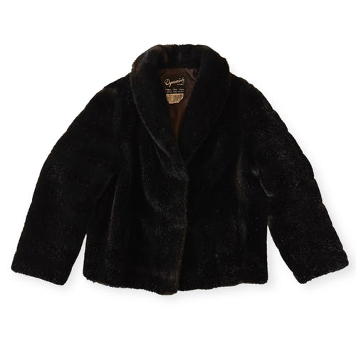 60s Dark Brown Dynamink England Faux Fur Crop  Jacket