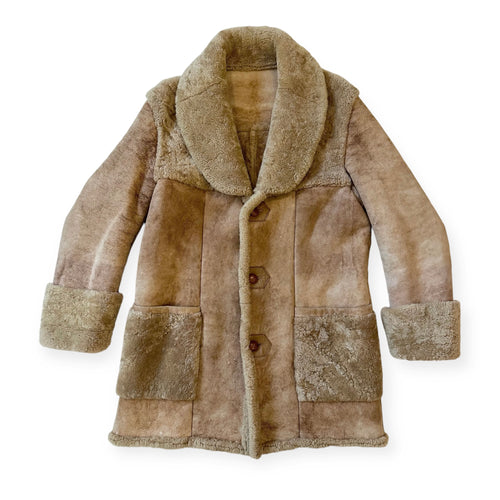 60s Leather Sheepskin Sherpa Coat Jacket
