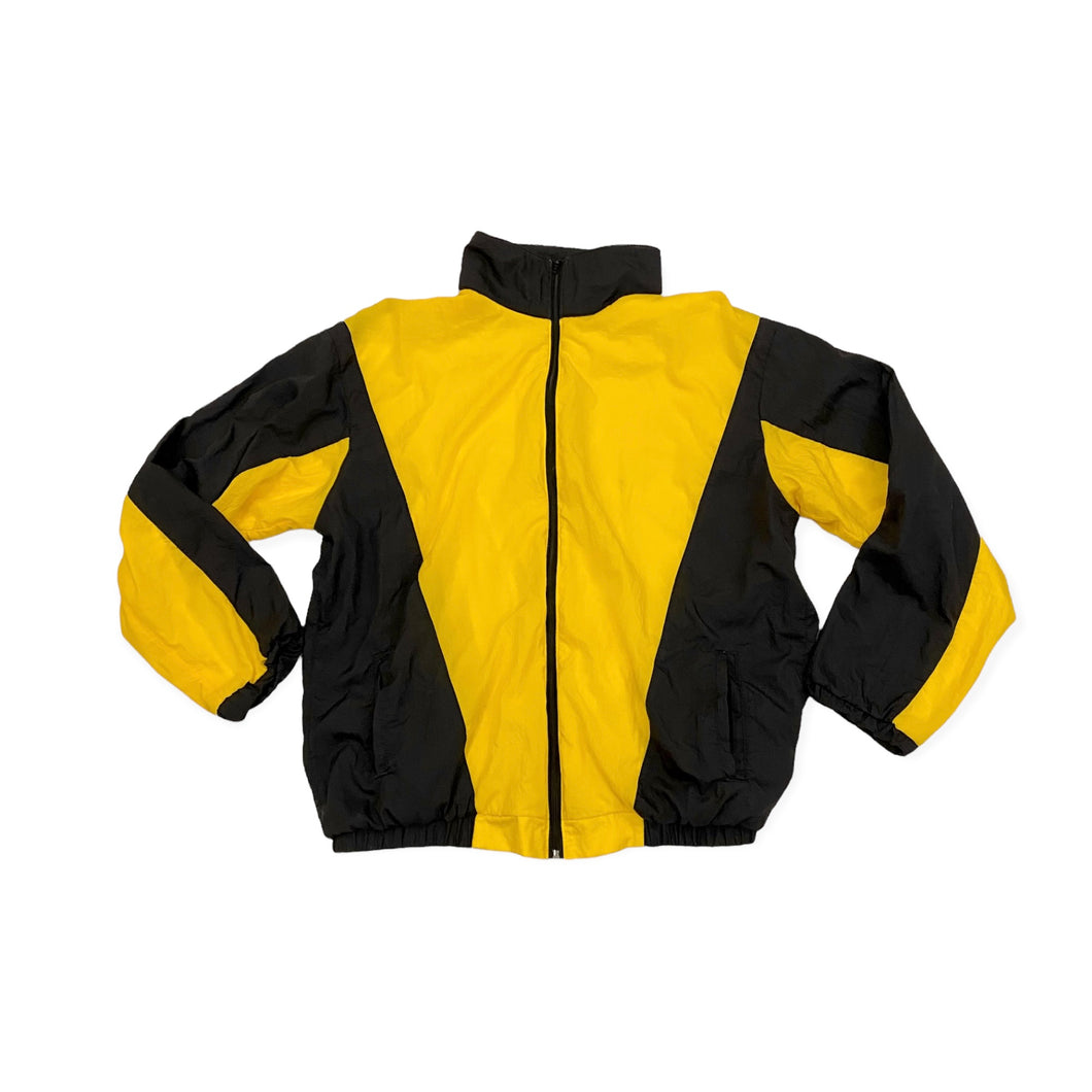 Vintage 80s Yellow Black Lightweight Lined Spray Track Jacket